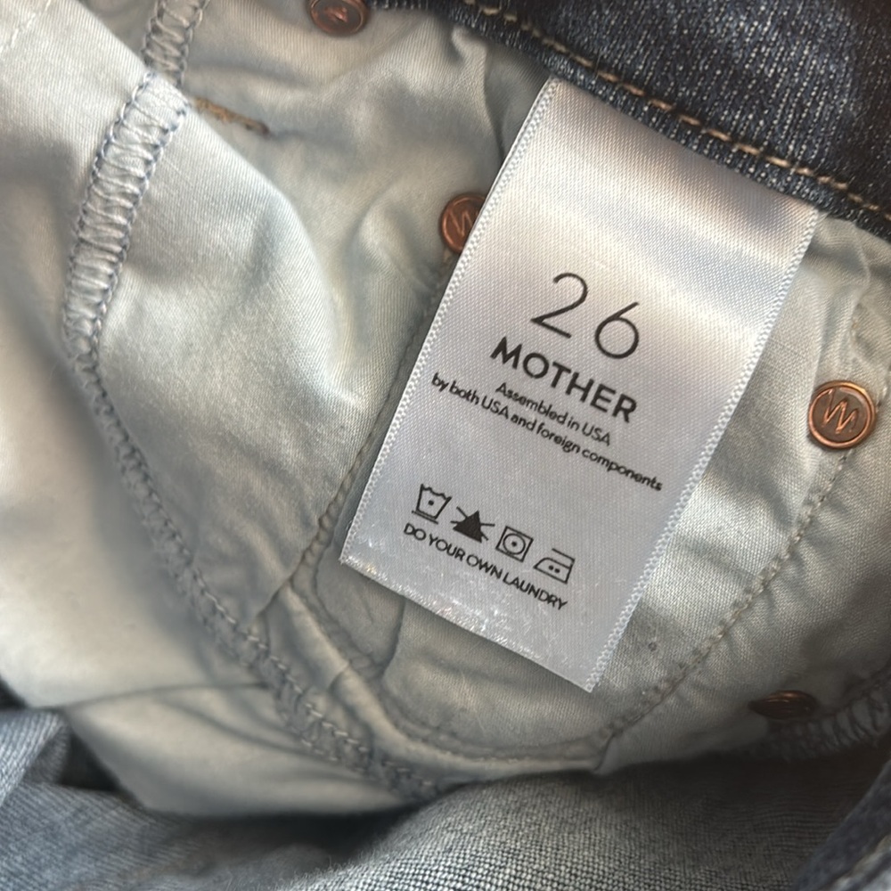 Mother denim Looker Ankle Fray cropped mid rise raw hem jeans color Girl Crush - Picture 7 of 9
